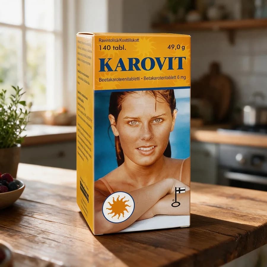 Karovit-rasia puisella keittiön työtasolla ikkunan edessä