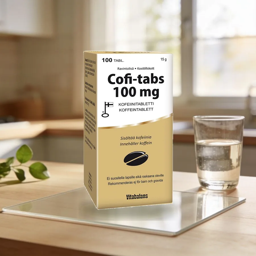 Cofi-Tabs Kofeiinitabletit arkiympäristössä