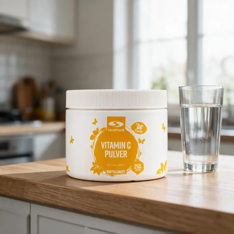 Healthwell C-vitamiinijauhe arkiympäristössä