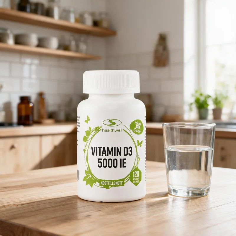 Healthwell D3-vitamiini 5000 IE arkiympäristössä