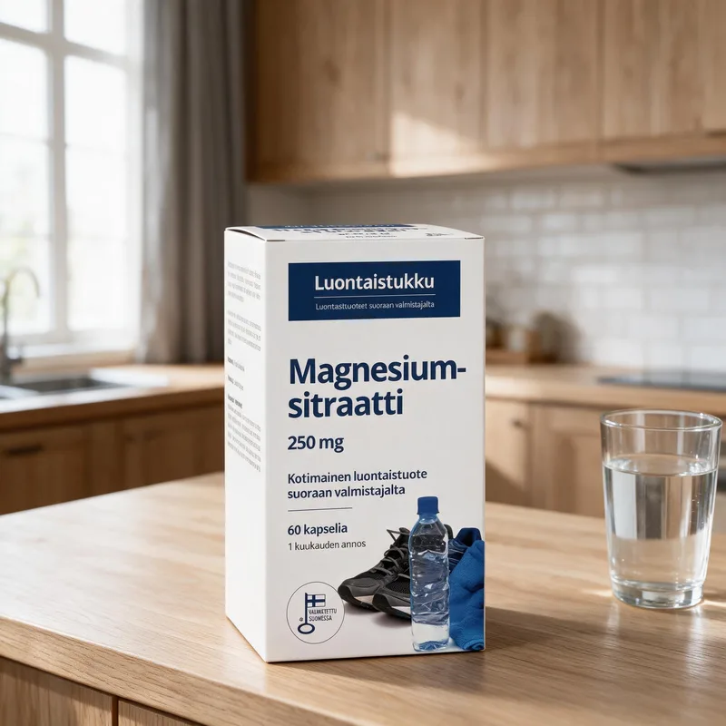 Luontaistukku Magnesiumsitraatti arkiympäristössä