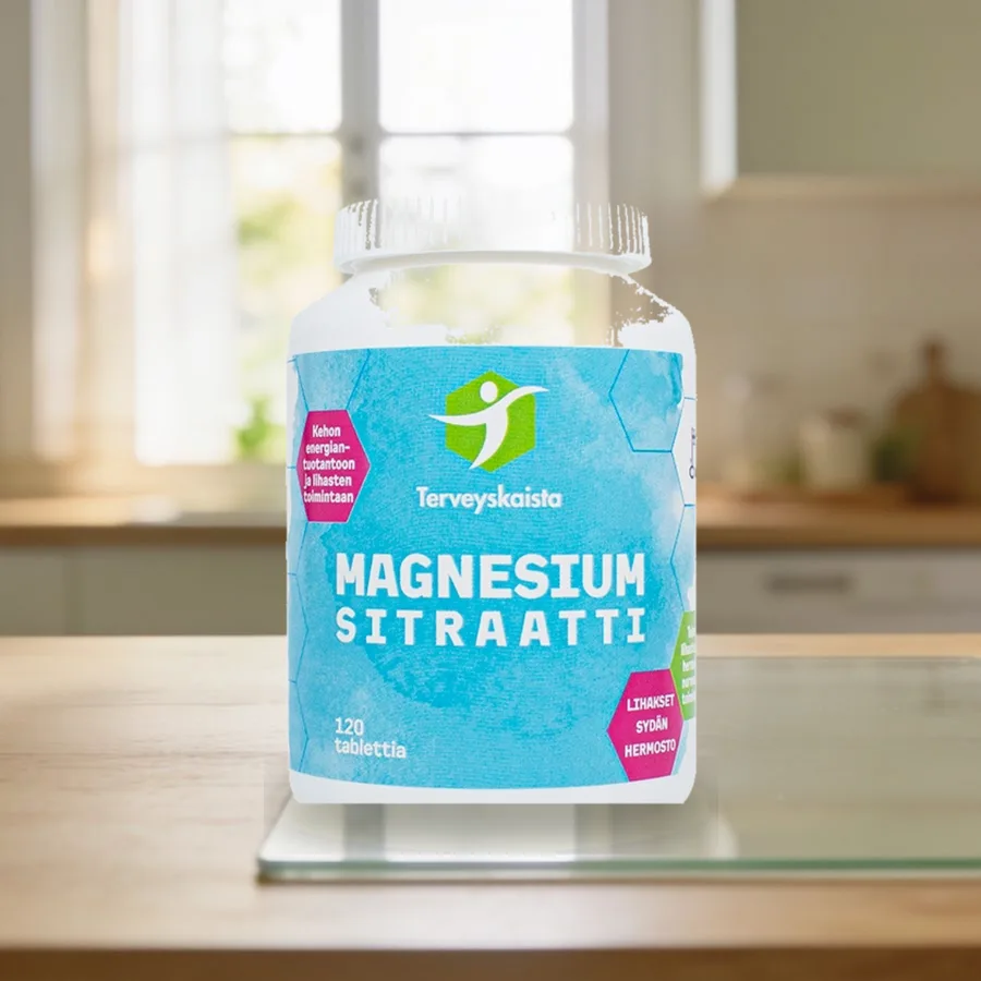 Terveyskaista Magnesiumsitraatti arkiympäristössä